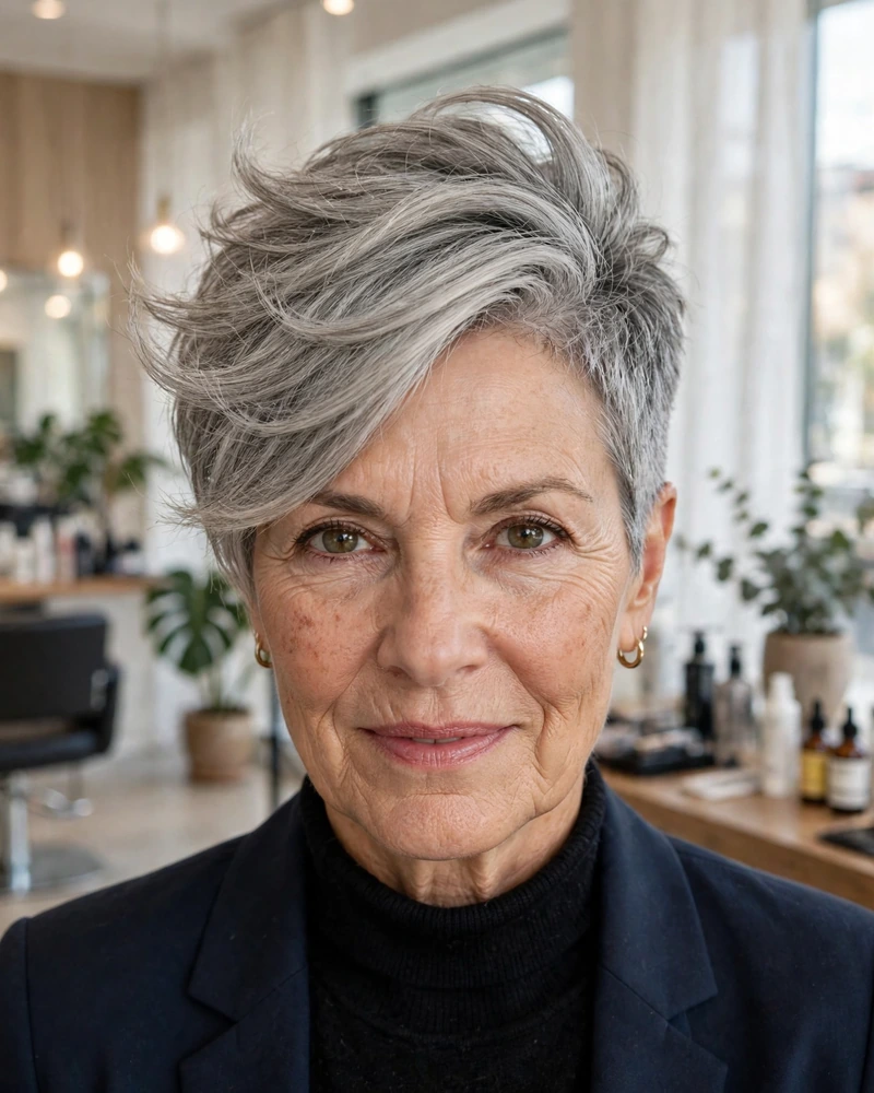 Asymmetrical Pixie for Fine Hair - 21 Hairstyles for Women Over 60 With Thin Fine Hair