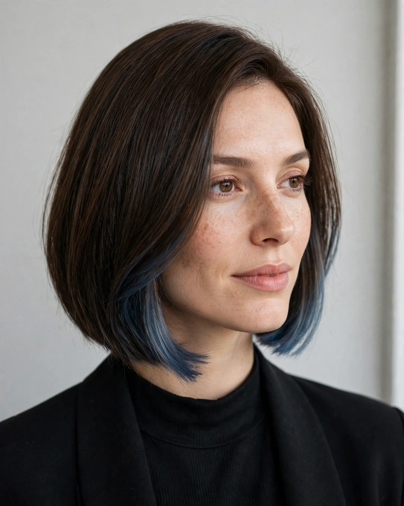 Blue Balayage Bob - 17 Blue Balayage Ideas for Brunettes to Try Right Now