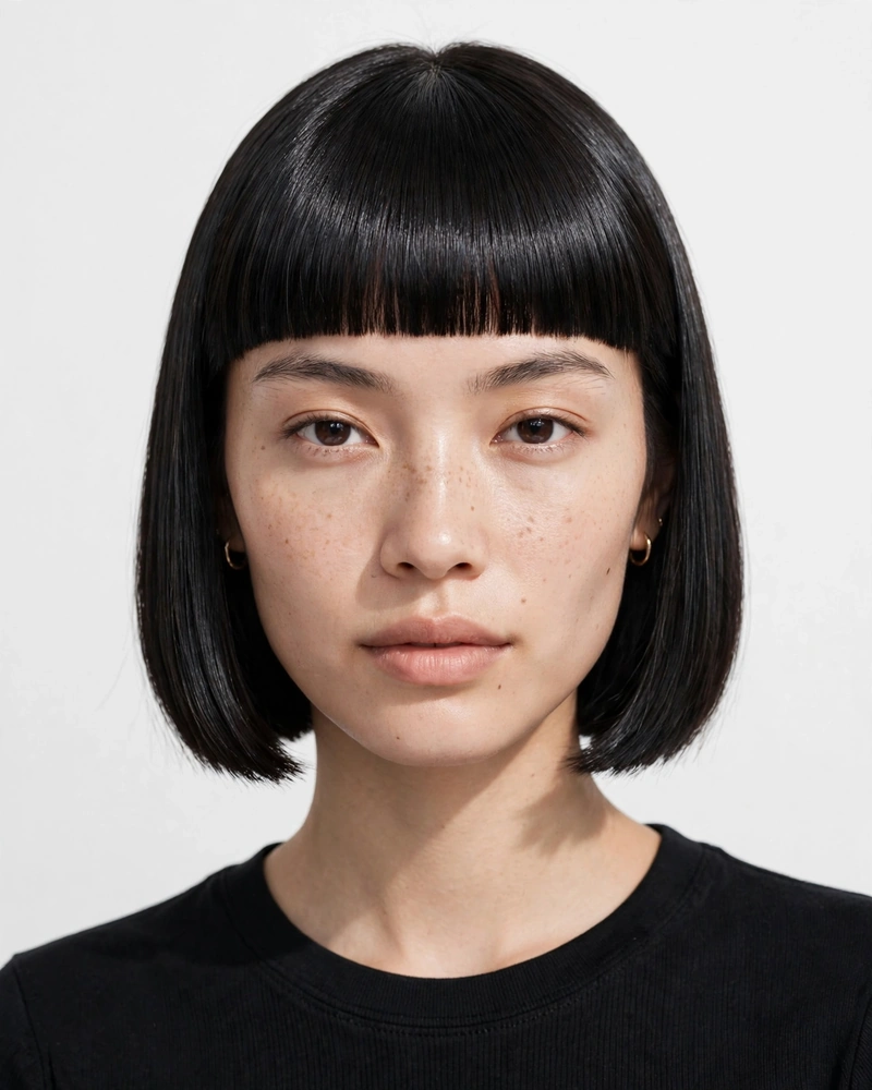 Blunt Bob with Straight-Across Bangs - 15 Bangs Hairstyles for Short Hair That Look Chic Now