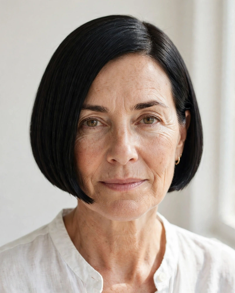 Blunt Micro Bob with Sharp Edges - 22 Short Hairstyles for Women Over 50 to Try Today