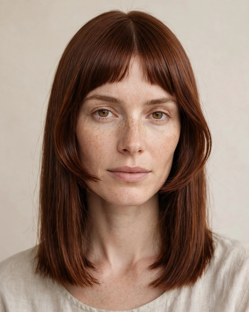 Blunt Mid-Length Cut with Bottleneck Bangs - 20 Haircuts for Thin Fine Hair With Bangs to Try Now