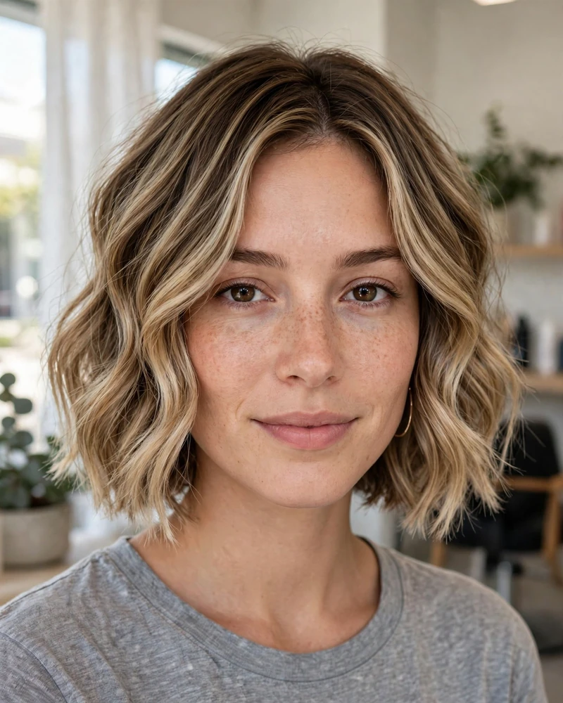 Bronde Balayage on a Wavy Short Bob - 22 Brown and Blonde Balayage Ideas for Short Hair Today
