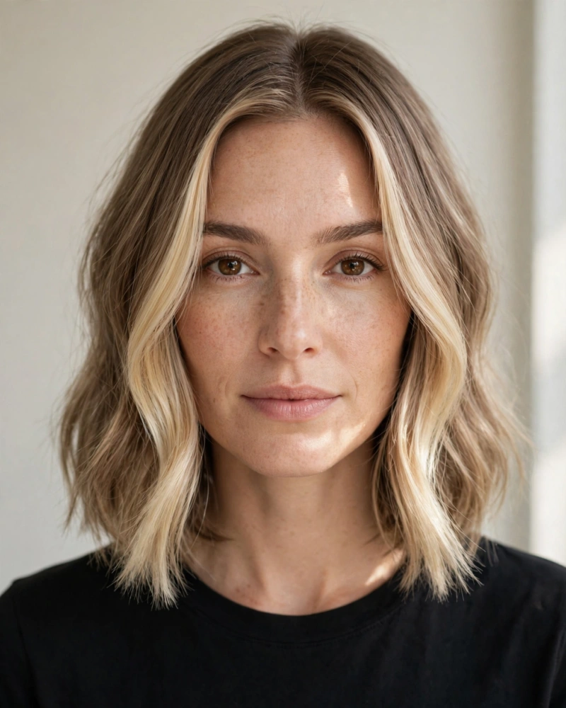 Bronde Money Piece on a Long Lob - 18 Brunette Balayage With Money Piece Ideas to Try