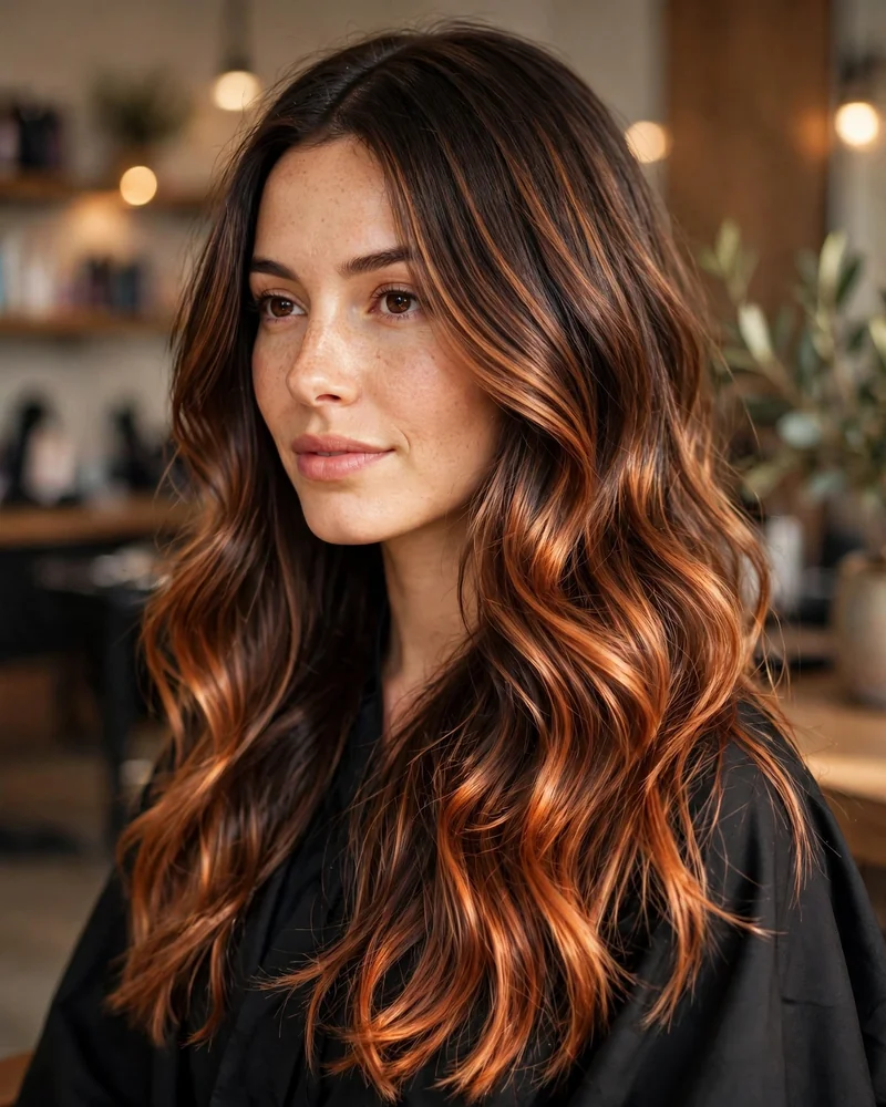 Bronze and Copper Balayage Blend - 14 Caramel Copper Balayage Ideas Brunettes Will Love