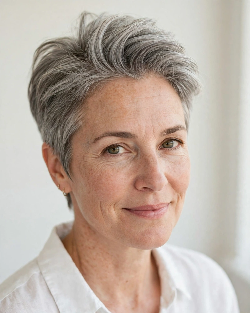 Brushed-Back Pixie with Height - 22 Short Hairstyles for Women Over 50 to Try Today