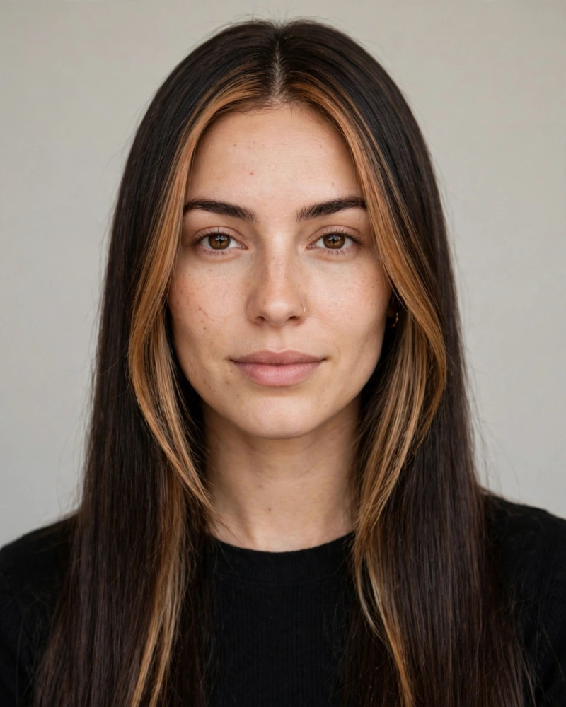 Caramel Money Piece on Dark Brunette Hair - 18 Brunette Balayage With Money Piece Ideas to Try