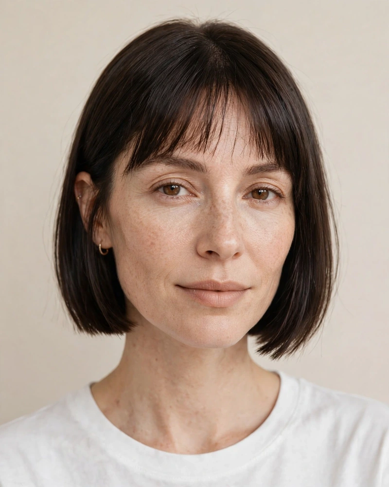 Chin-Length Blunt Bob with a Soft Fringe - 20 Haircuts for Thin Fine Hair With Bangs to Try Now