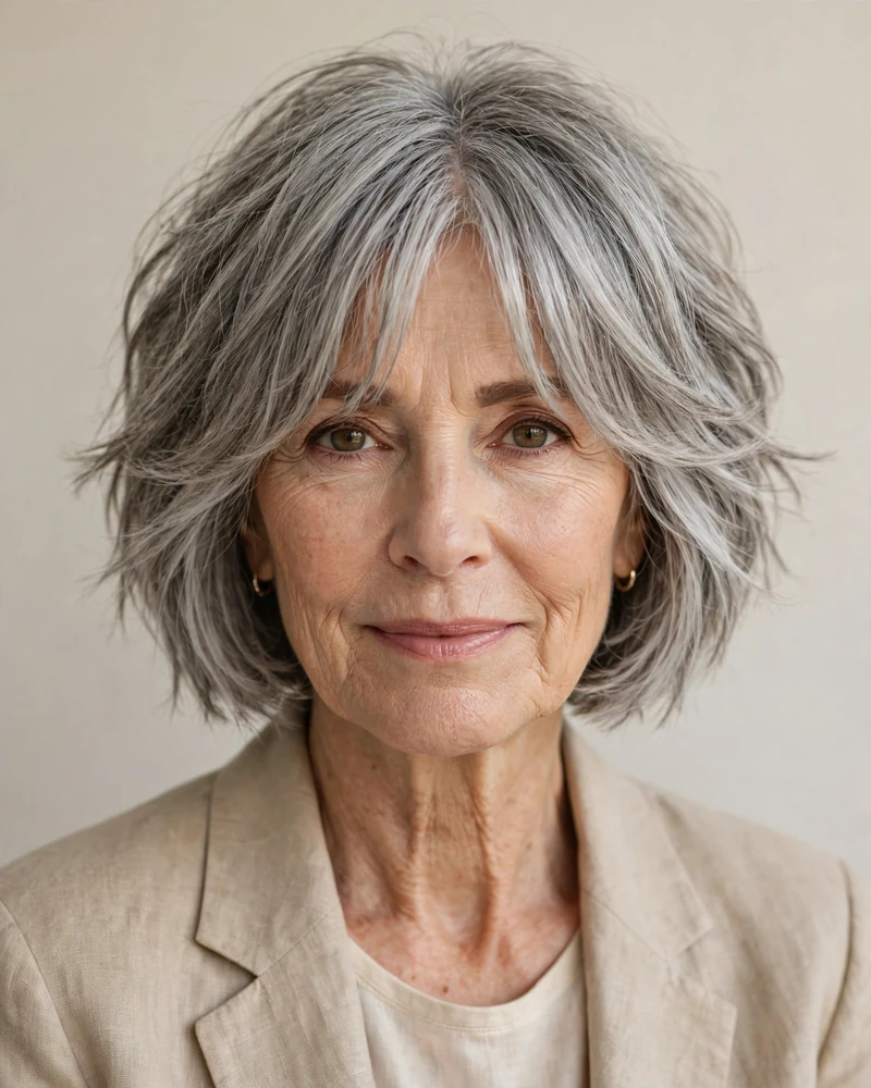 Choppy Bob with Curtain Bangs - 16 Choppy Bob Hairstyles for Women Over 60 to Try Today