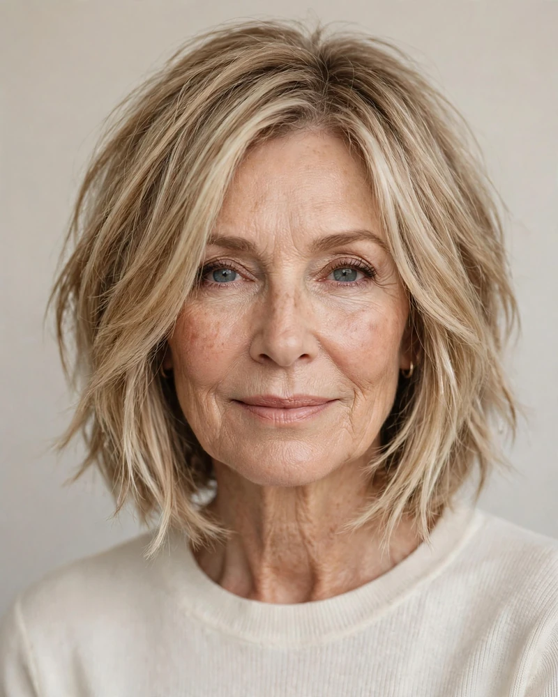 Choppy Bob with Face-Framing Layers - 16 Choppy Bob Hairstyles for Women Over 60 to Try Today