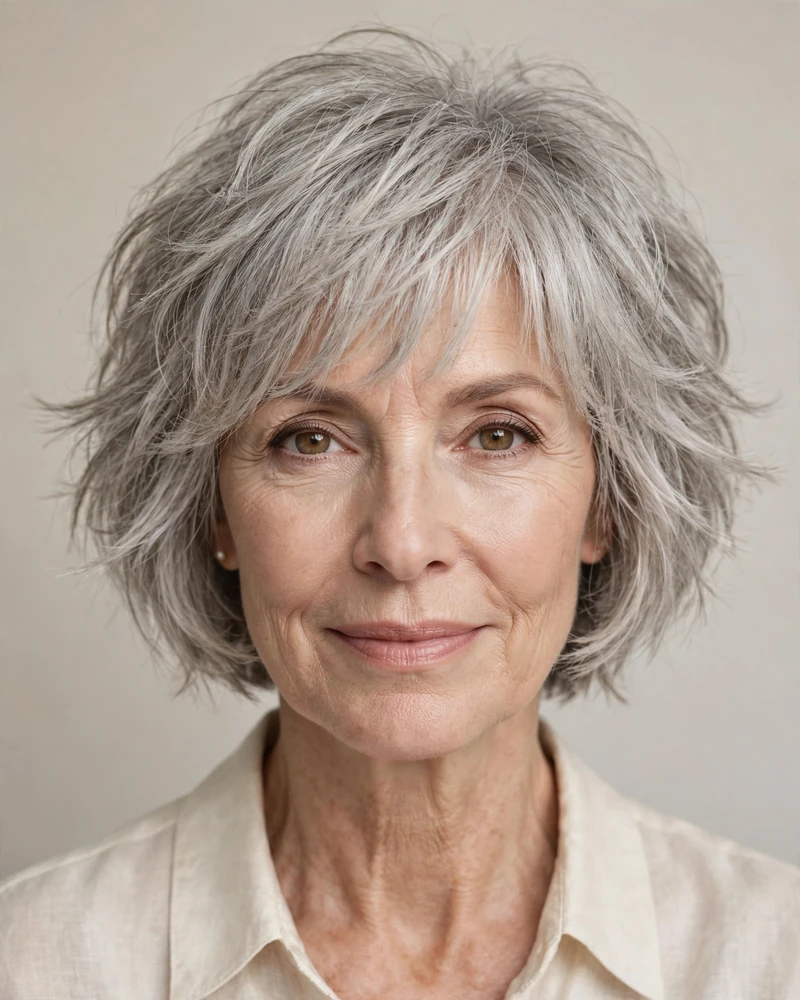 Choppy Bob with Wispy Bangs for Thin Hair - 16 Choppy Bob Hairstyles for Women Over 60 to Try Today