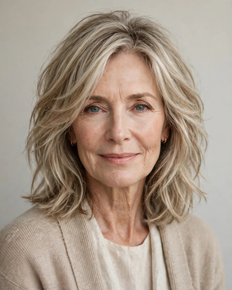 Choppy Lob with Soft Layers - 16 Choppy Bob Hairstyles for Women Over 60 to Try Today
