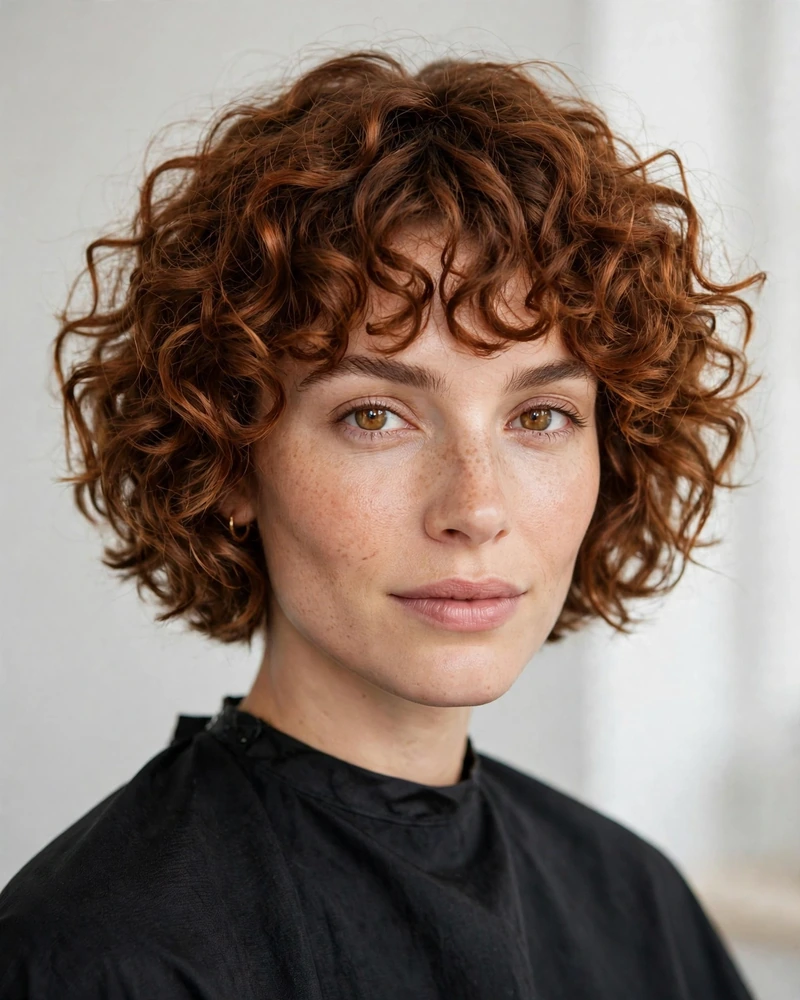 Curly Bob with Bouncy Curly Bangs - 15 Bangs Hairstyles for Short Hair That Look Chic Now
