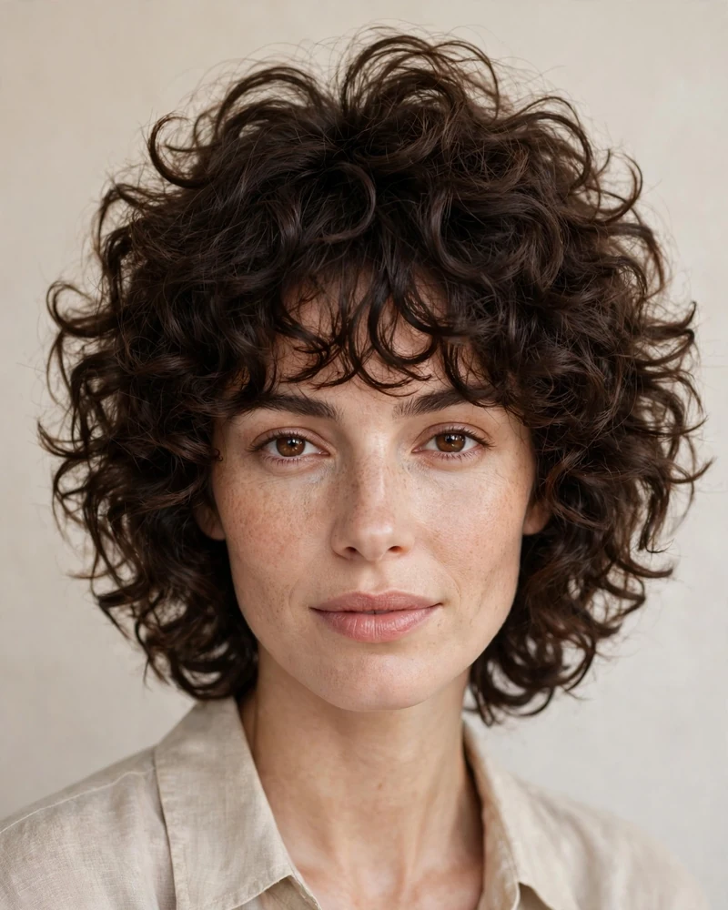 Curly Shag with a Curly Fringe - 20 Haircuts for Thin Fine Hair With Bangs to Try Now
