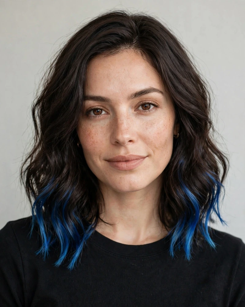 Electric Blue Balayage Tips - 17 Blue Balayage Ideas for Brunettes to Try Right Now