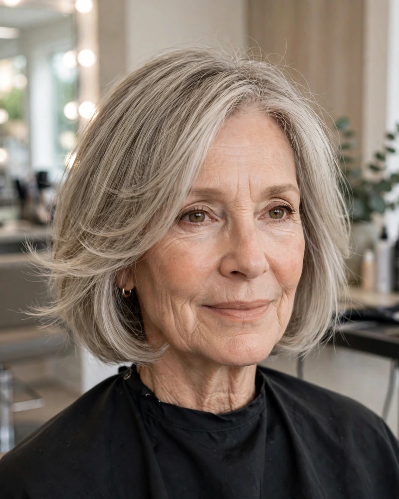 Feathered Bob for Women Over 60 - 21 Hairstyles for Women Over 60 With Thin Fine Hair