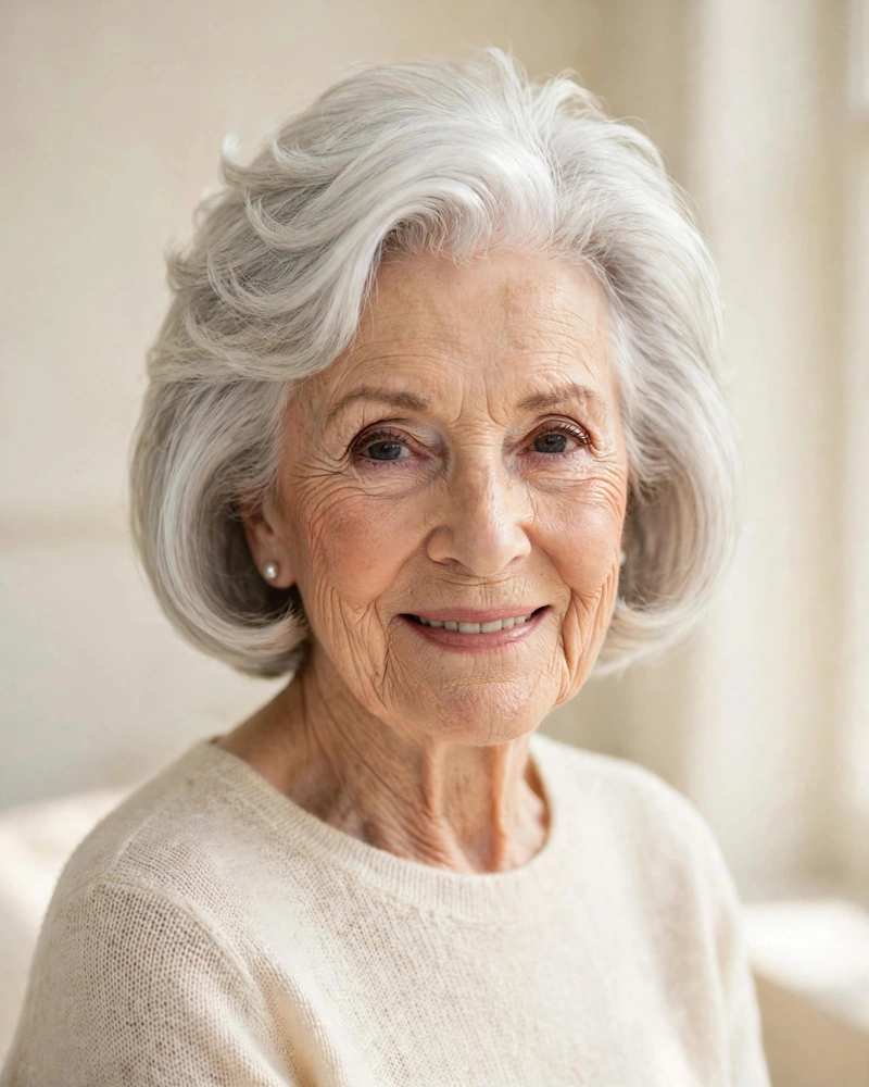 Feathered Crown Bob with Soft Volume - 18 Hairstyles for Women Over 80 That Feel Fresh Today