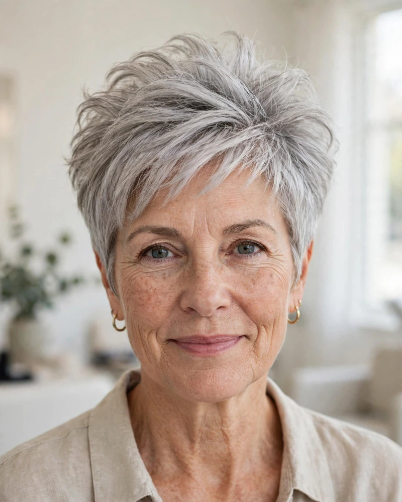 Feathered Pixie with Voluminous Crown - 22 Short Hairstyles for Women Over 50 to Try Today