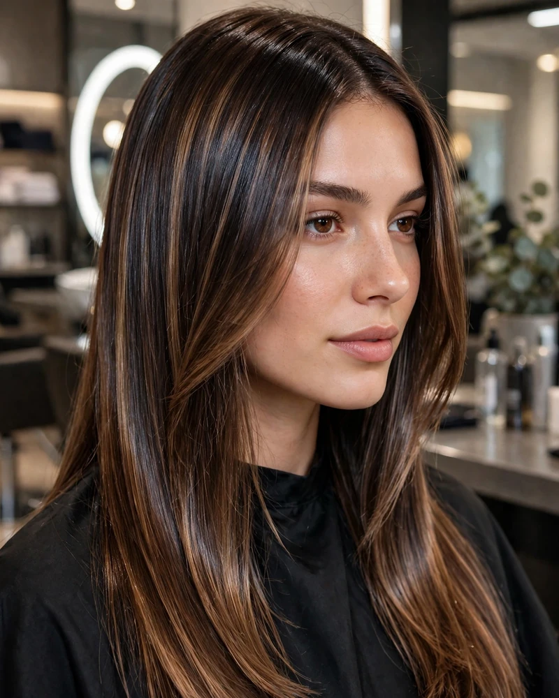Glossy Espresso Balayage with Mocha Glaze - 19 Tone on Tone Balayage Ideas for Brunettes to Try
