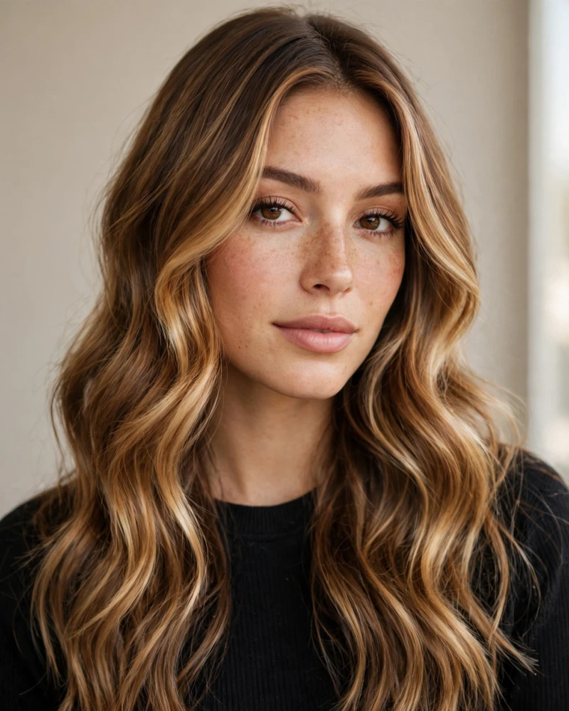 Golden Money Piece with Honey Brown Balayage - 18 Brunette Balayage With Money Piece Ideas to Try