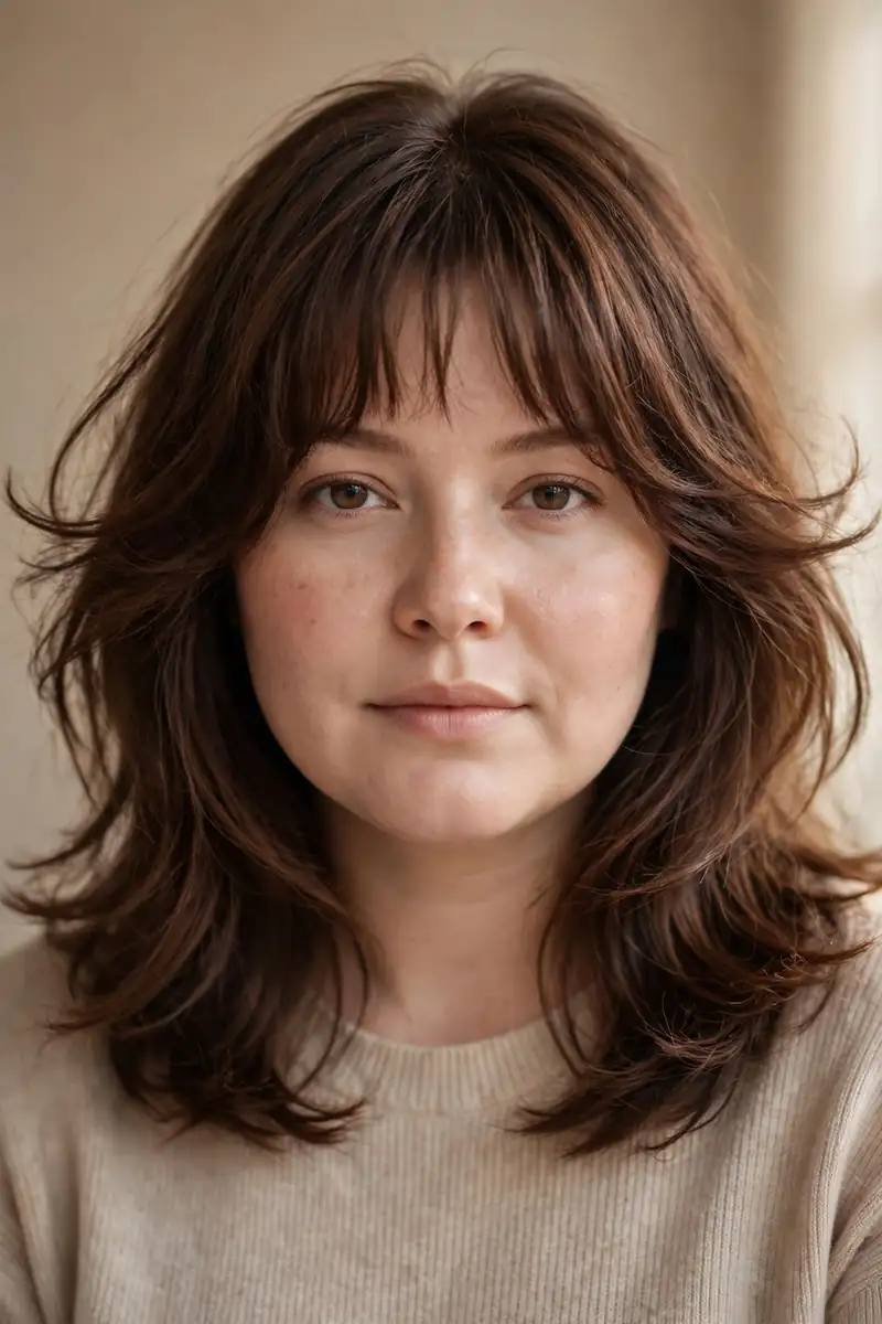 Side-Swept Bangs with Long Hair - 15 Bangs Hairstyles for Oval Faces That Look Great