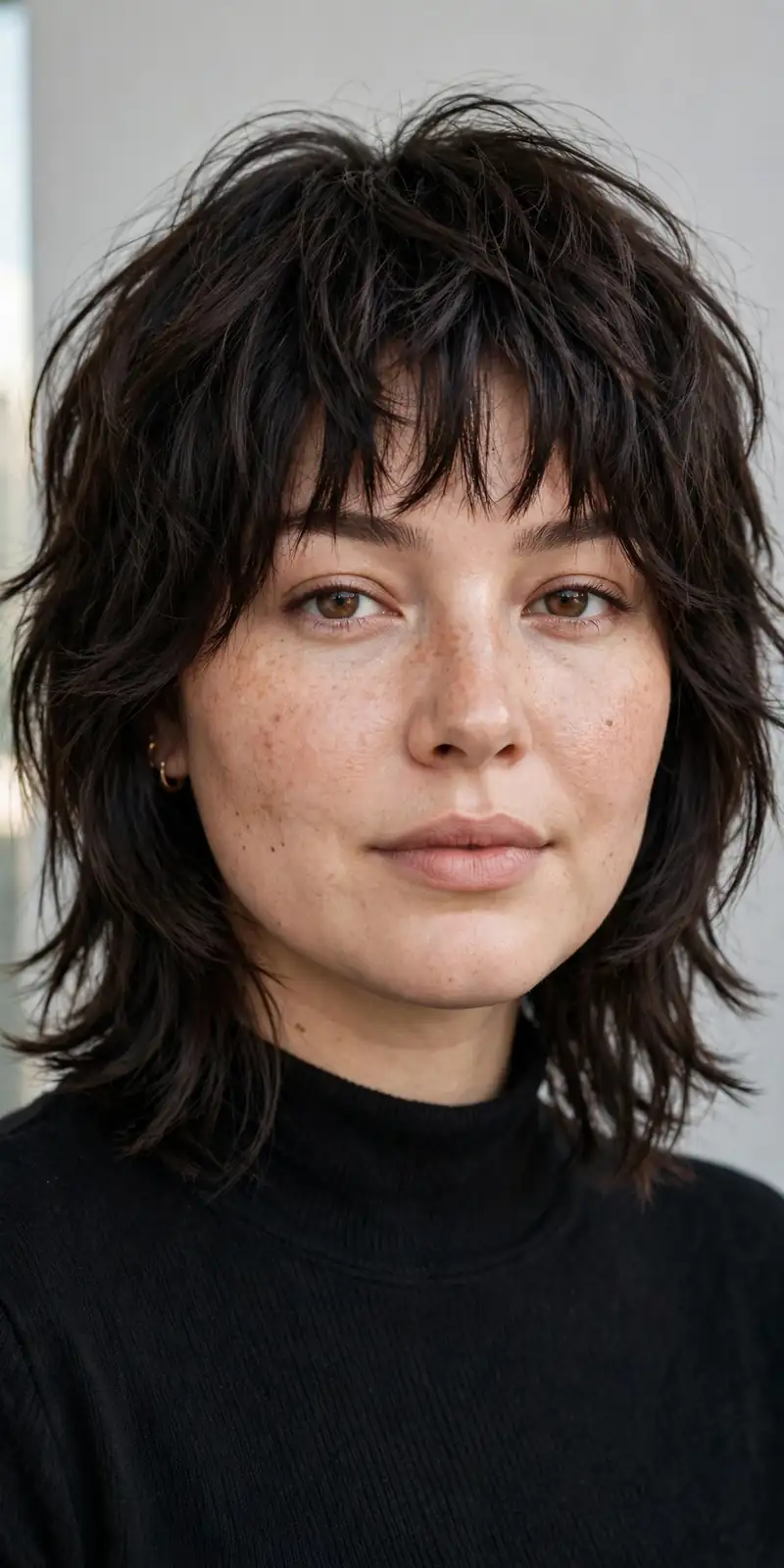 Bottleneck Bangs with Face-Framing Layers - 15 Bangs Hairstyles for Oval Faces That Look Great