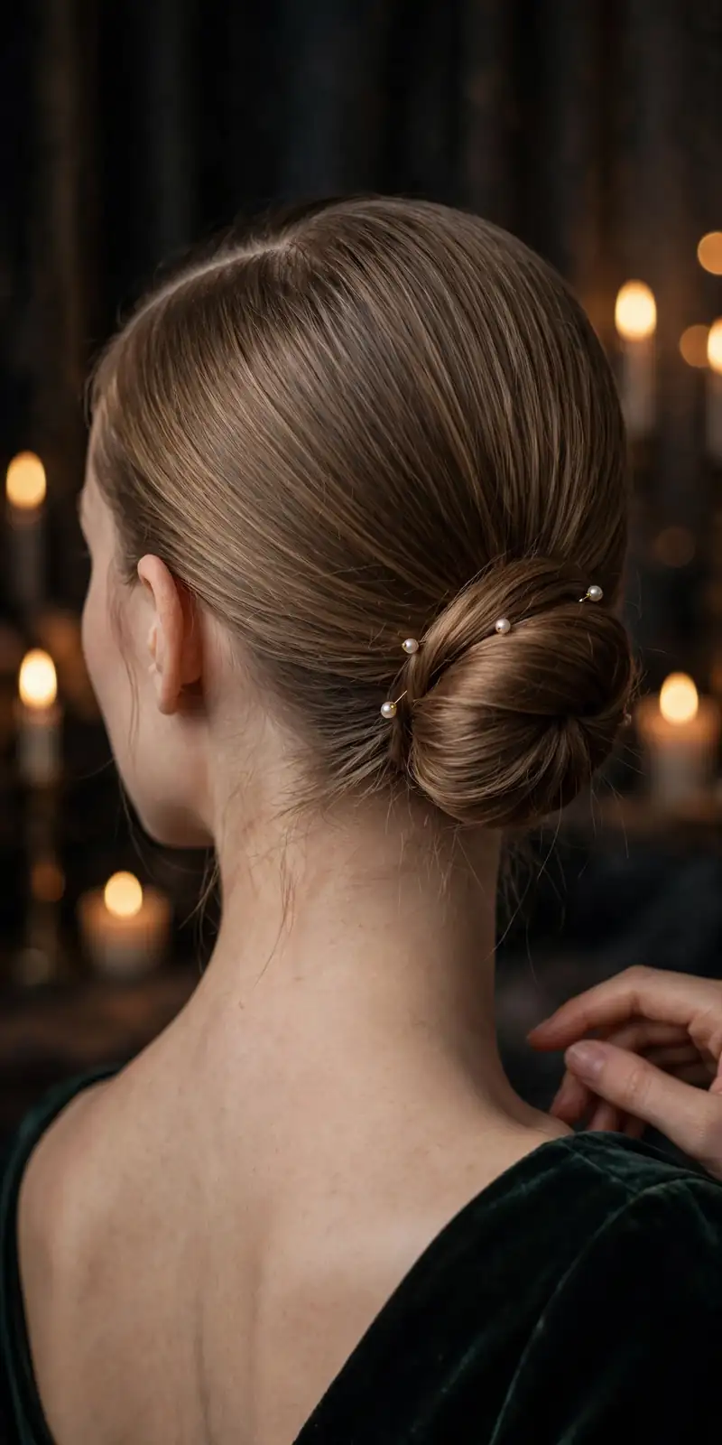 Sleek Low Bun with Pearl Pins - 18 Party Hairstyles for Thin Fine Hair That Wow Now