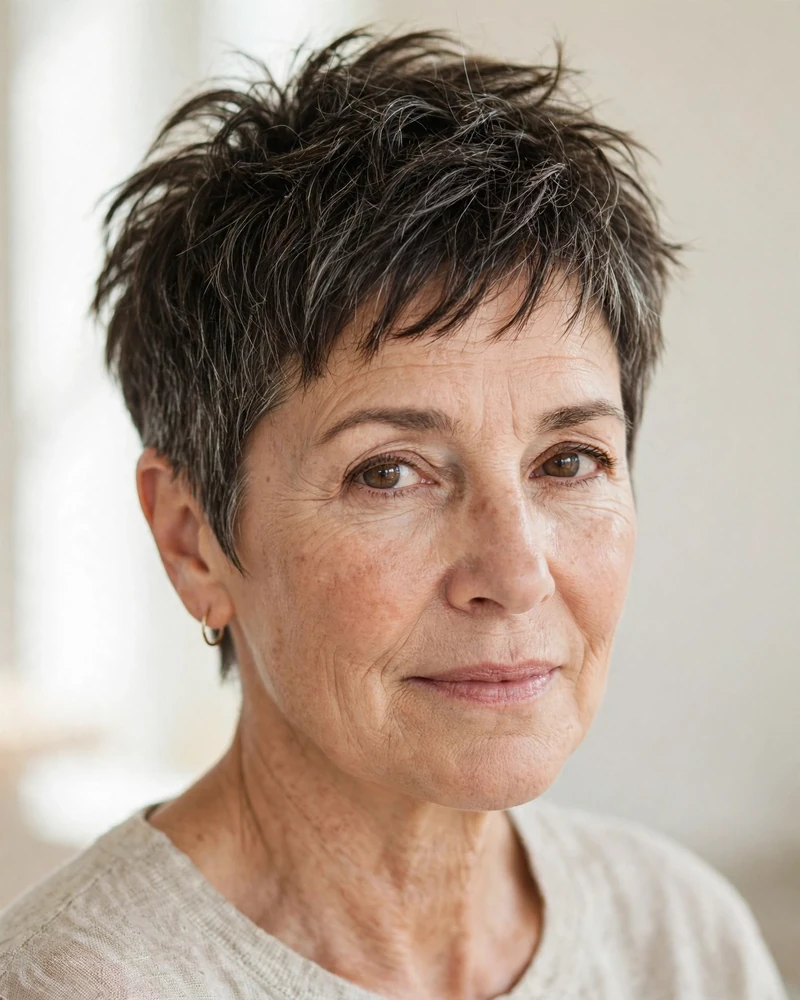 Messy Textured Crop with Tapered Sides - 22 Short Hairstyles for Women Over 50 to Try Today