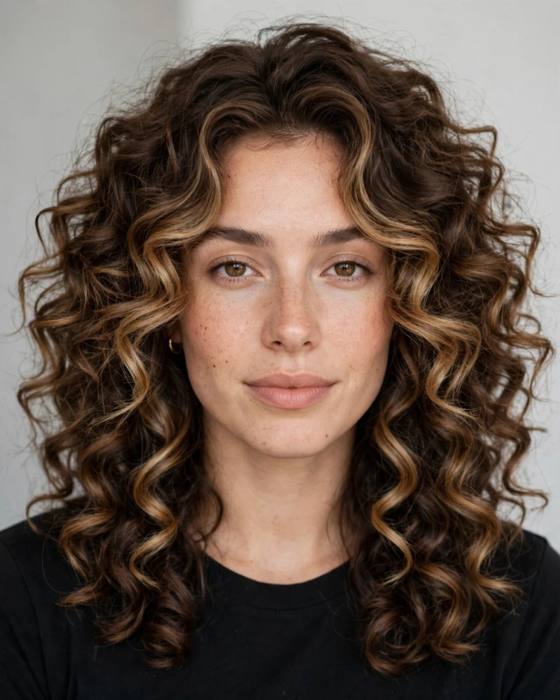 Money Piece Balayage on Curly Brunette Hair - 18 Brunette Balayage With Money Piece Ideas to Try