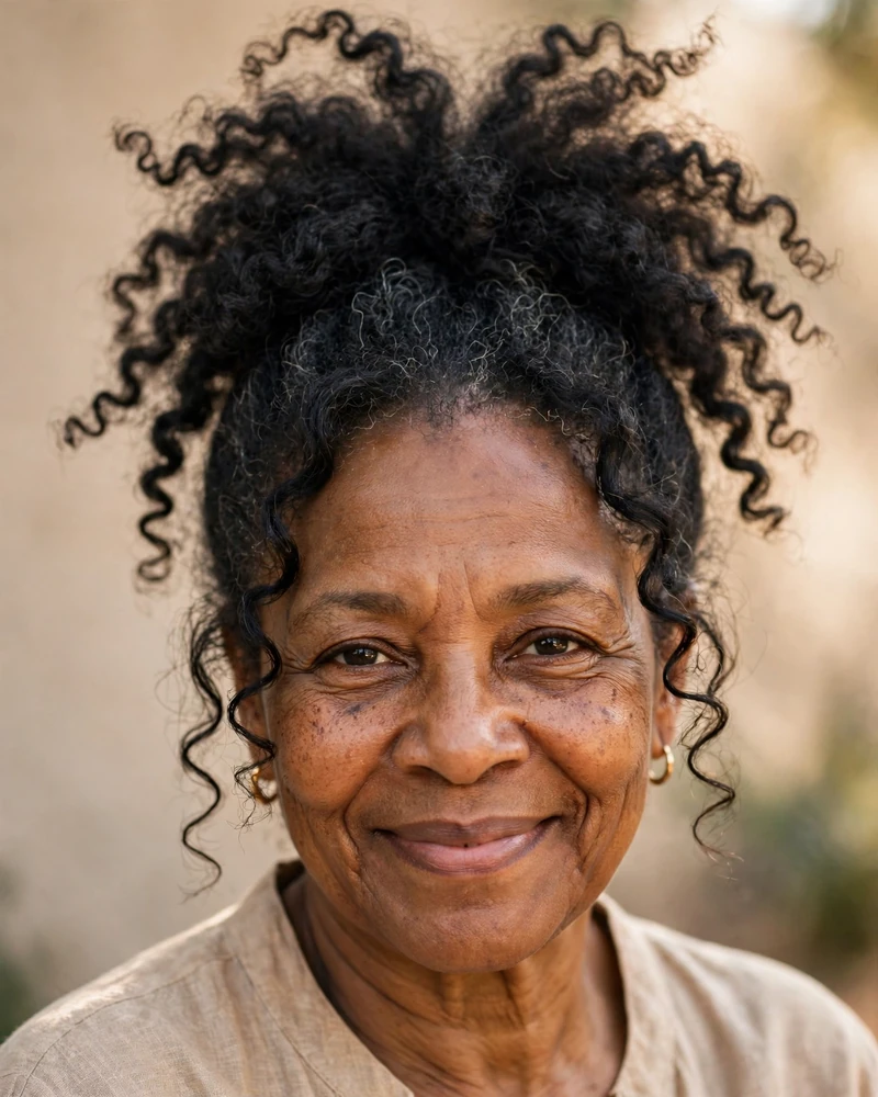 High Pineapple Wash-and-Go Updo - 14 Wash and Go Hairstyles for Older Black Women to Try