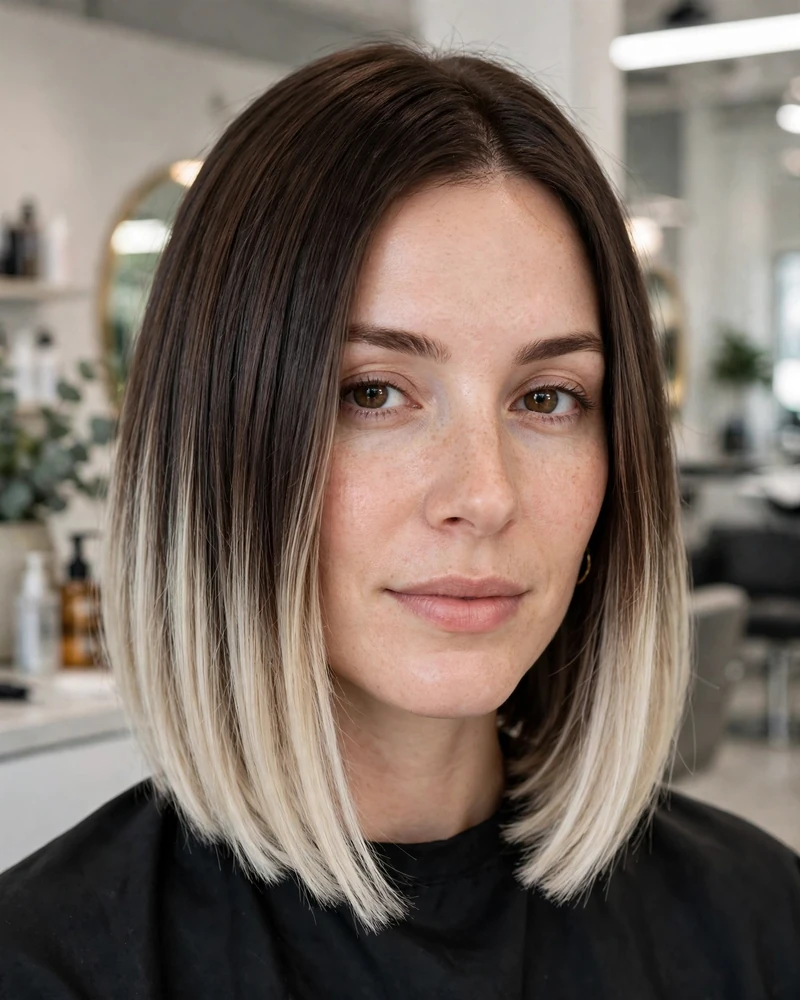 Platinum Blonde Balayage Ends on a Brown Bob - 22 Brown and Blonde Balayage Ideas for Short Hair Today