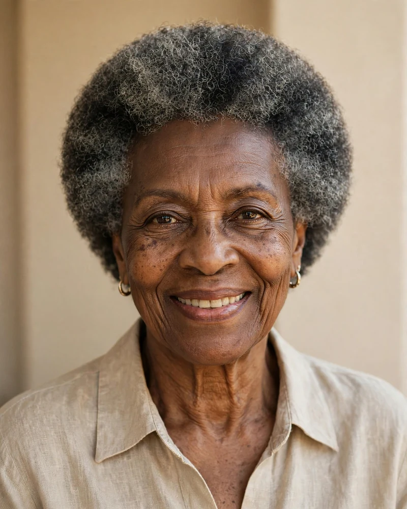 Soft Rounded Afro with a Clean Shape - 17 Hairstyles for Black Women Over 70 to Try Today