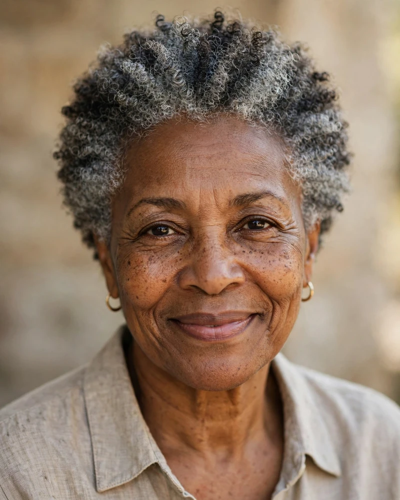 Salt-and-Pepper TWA Wash and Go - 14 Wash and Go Hairstyles for Older Black Women to Try