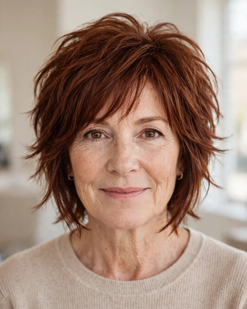 Short Layered Shag with Face-Framing Pieces - 22 Short Hairstyles for Women Over 50 to Try Today