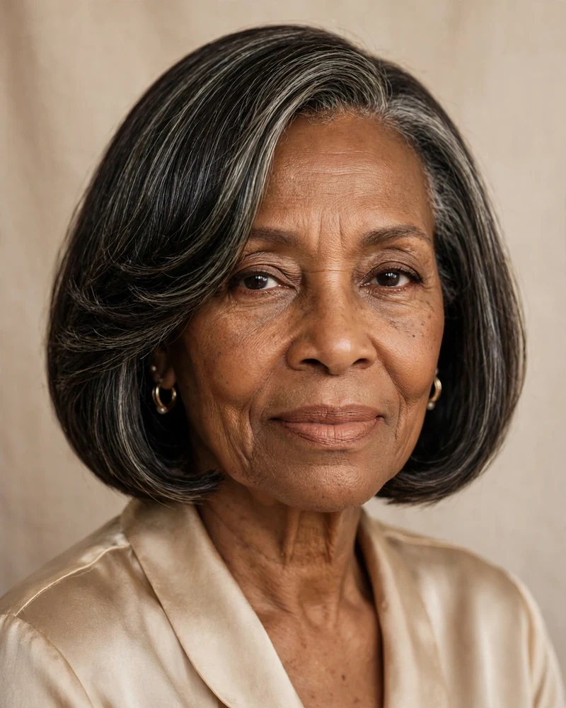 Silk-Pressed Bob with Soft Layers - 17 Hairstyles for Black Women Over 70 to Try Today