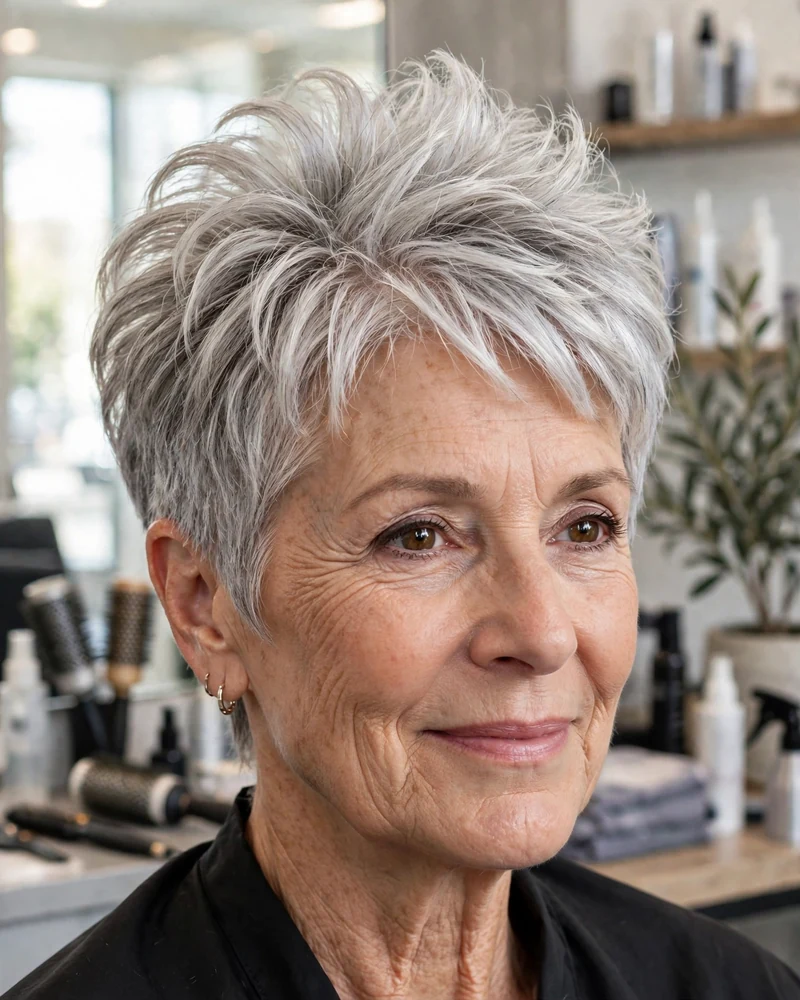 Silver Pixie with Crown Volume - 21 Hairstyles for Women Over 60 With Thin Fine Hair