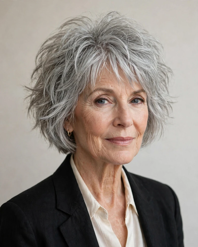 Silver Textured Choppy Bob - 16 Choppy Bob Hairstyles for Women Over 60 to Try Today