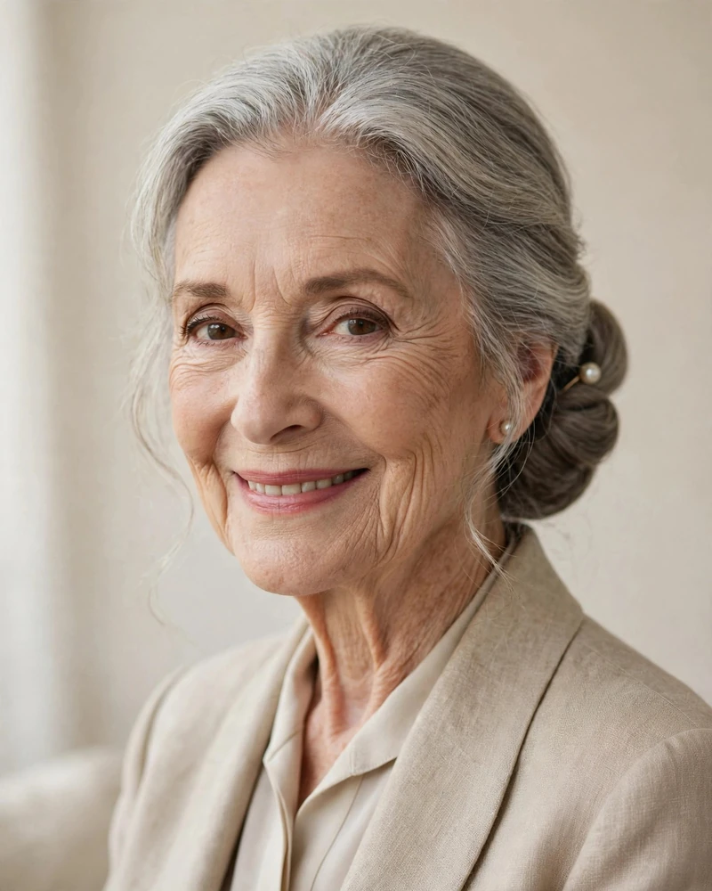 Simple Low Chignon for Special Days - 18 Hairstyles for Women Over 80 That Feel Fresh Today