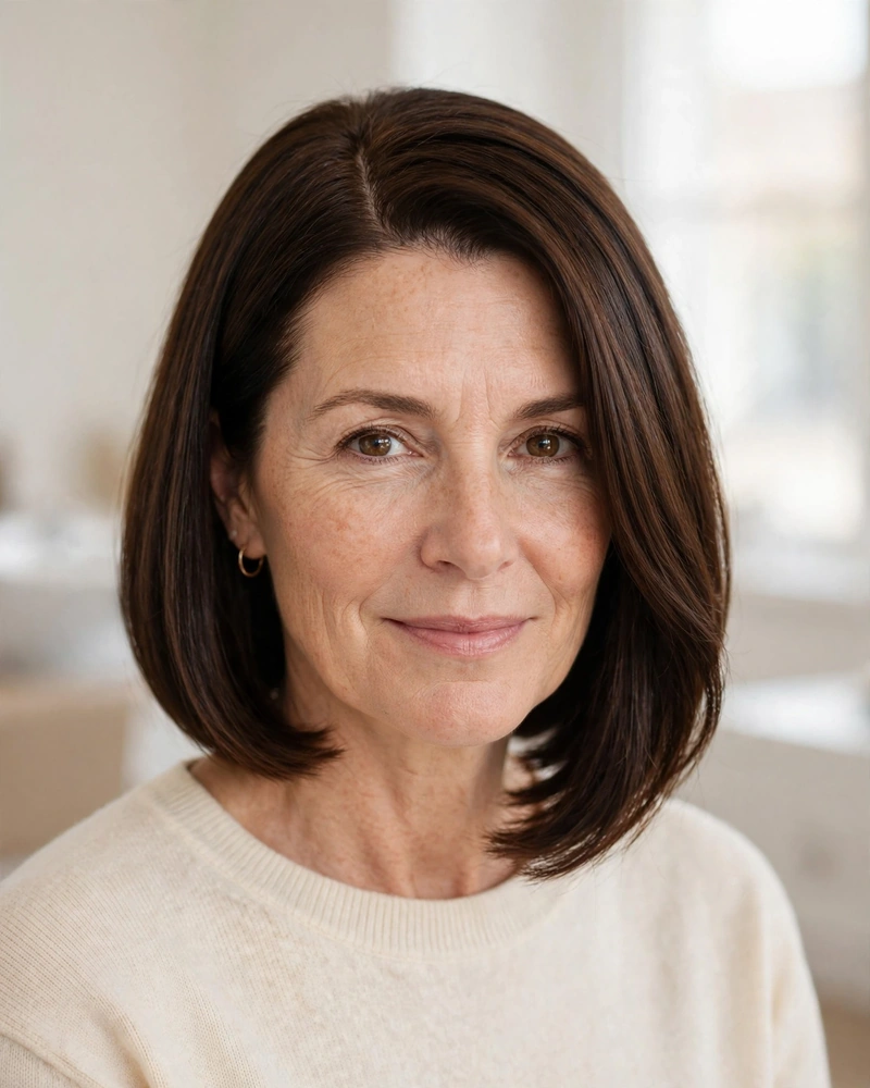 Sleek A-Line Bob with Deep Side Part - 22 Short Hairstyles for Women Over 50 to Try Today
