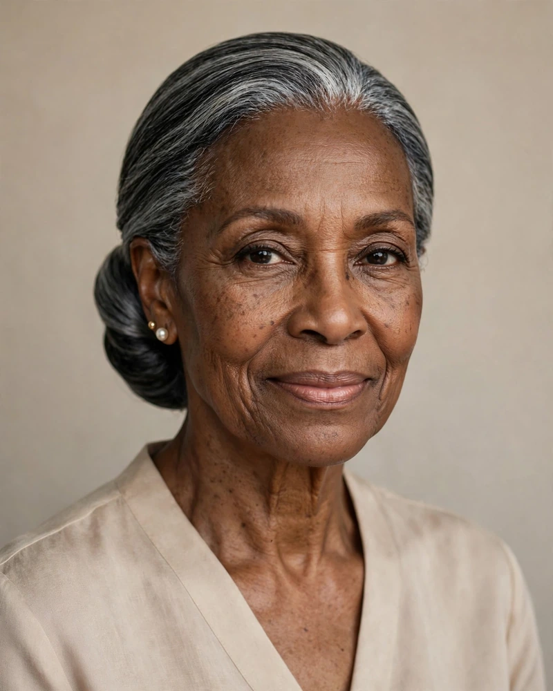 Sleek Low Bun with a Wrapped Base - 17 Hairstyles for Black Women Over 70 to Try Today