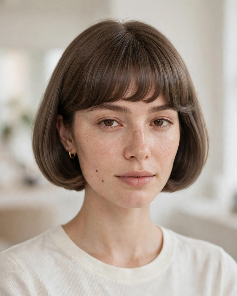 Soft Bowl Cut with Rounded Bangs - 15 Bangs Hairstyles for Short Hair That Look Chic Now