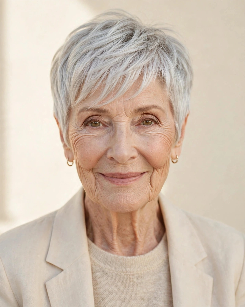 Soft Side-Swept Pixie for Daily Ease - 18 Hairstyles for Women Over 80 That Feel Fresh Today