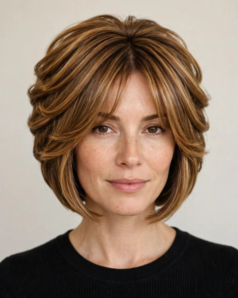 Stacked Bob with Curtain Bangs - 20 Stacked Bob Haircut Ideas for a Chic New Look Today