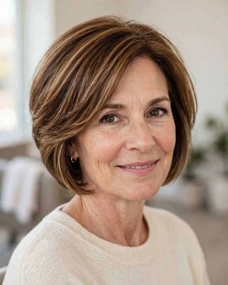 Stacked Bob with Graduated Layers - 22 Short Hairstyles for Women Over 50 to Try Today