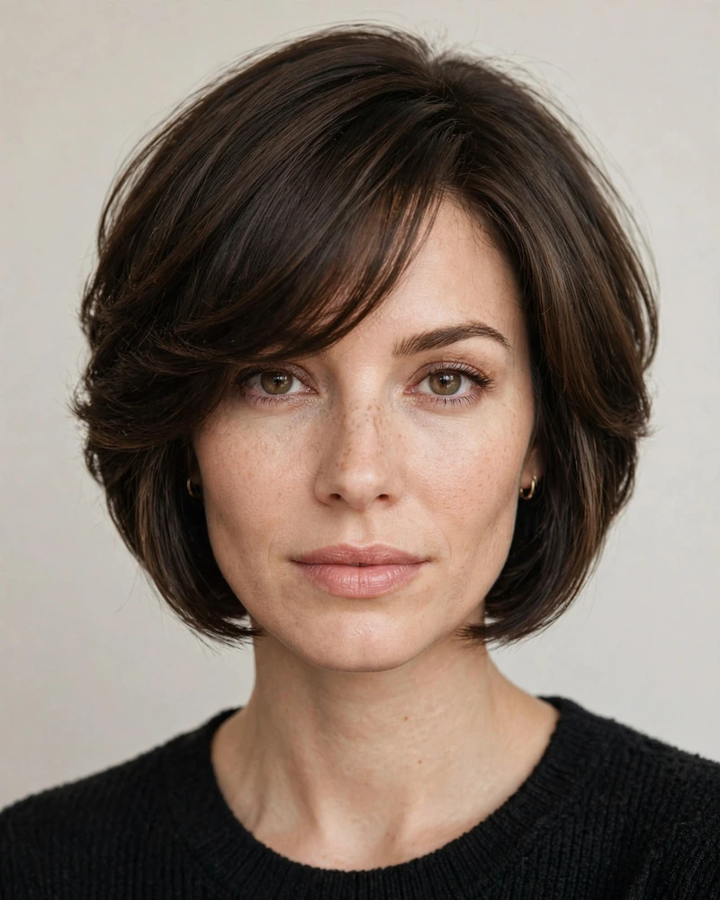 Stacked Bob with Side-Swept Bangs - 20 Stacked Bob Haircut Ideas for a Chic New Look Today