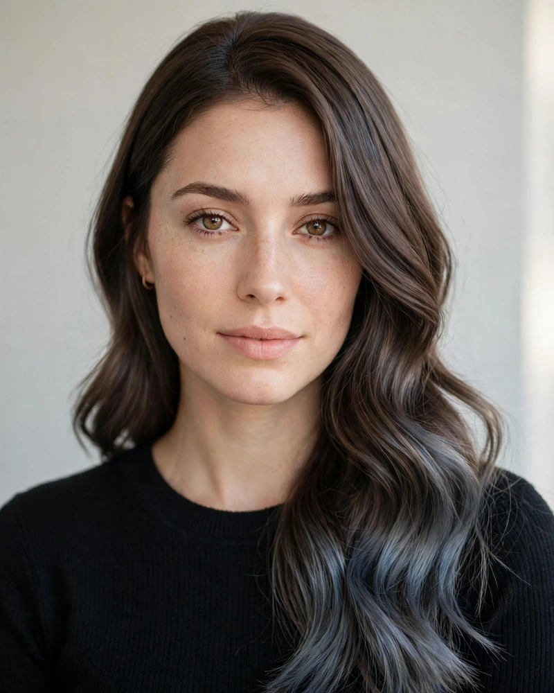 Steel Blue Balayage - 17 Blue Balayage Ideas for Brunettes to Try Right Now