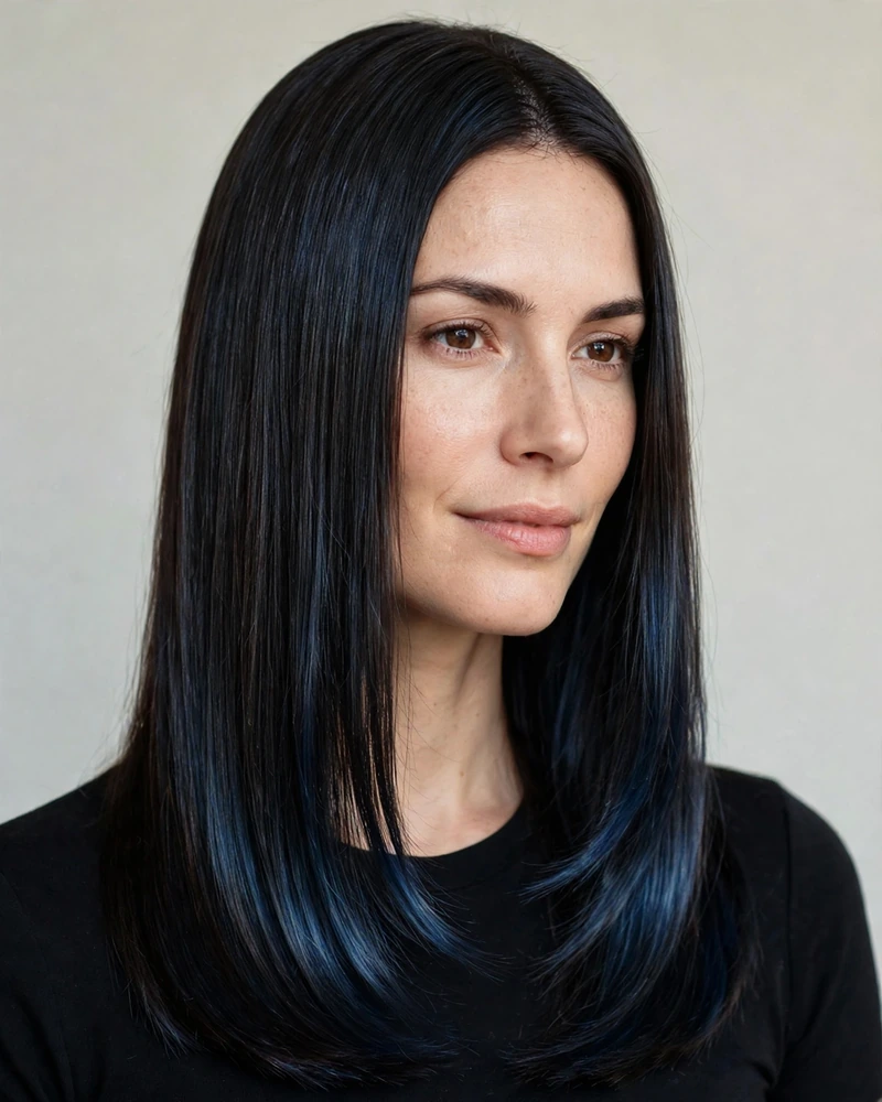 Subtle Blue-Black Balayage - 17 Blue Balayage Ideas for Brunettes to Try Right Now