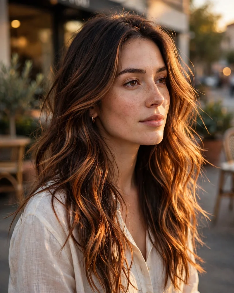 Sun-Kissed Caramel Copper Balayage - 14 Caramel Copper Balayage Ideas Brunettes Will Love