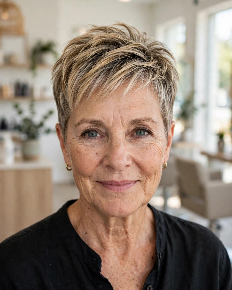 Textured Crop with Piecey Layers - 21 Hairstyles for Women Over 60 With Thin Fine Hair