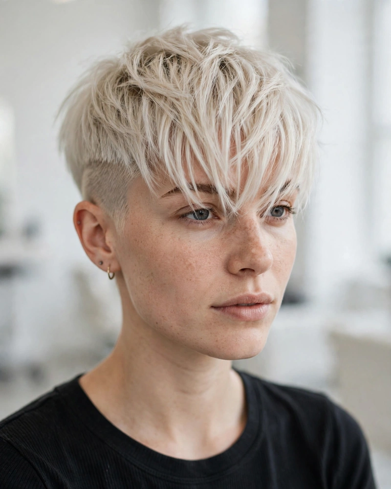 Undercut Pixie with Forward-Swept Bangs - 15 Bangs Hairstyles for Short Hair That Look Chic Now