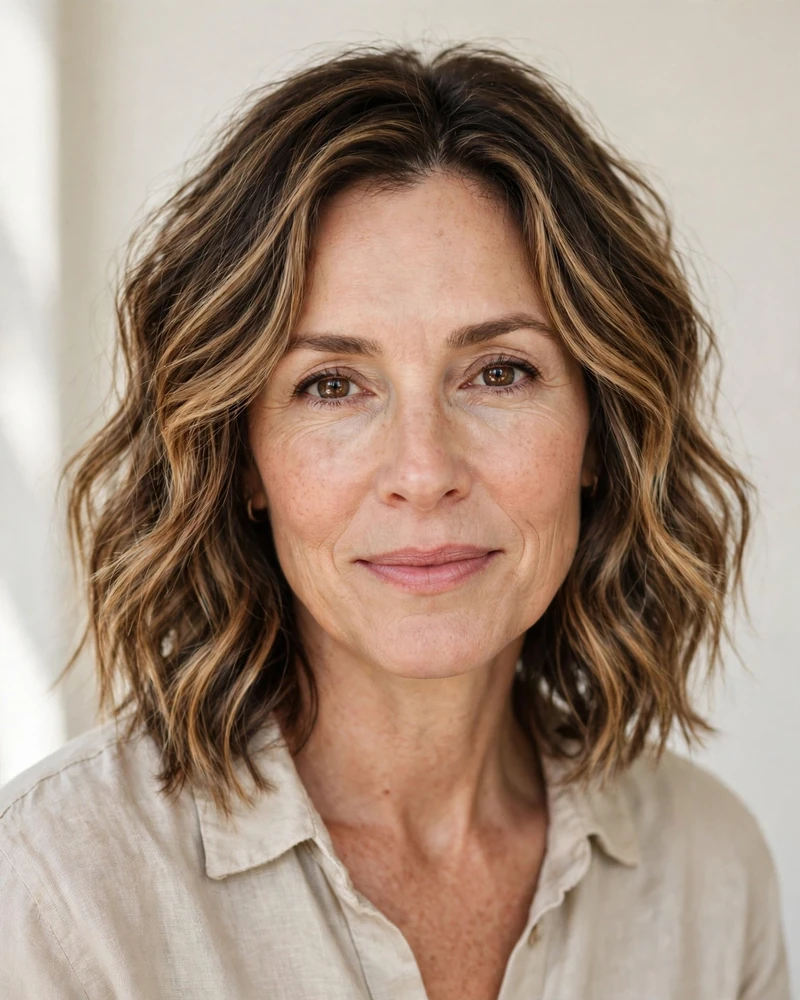 Wavy Textured Lob at the Collarbone - 22 Short Hairstyles for Women Over 50 to Try Today